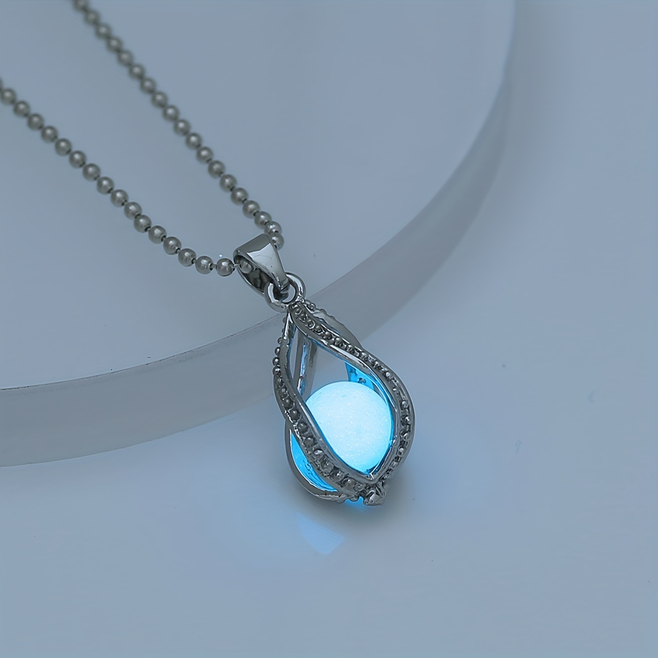 An Original Halloween Fashion -the-dark Spiral Teardrop Pendant Necklace, Unisex Design. Specifications And Color: -the-dark Luminous