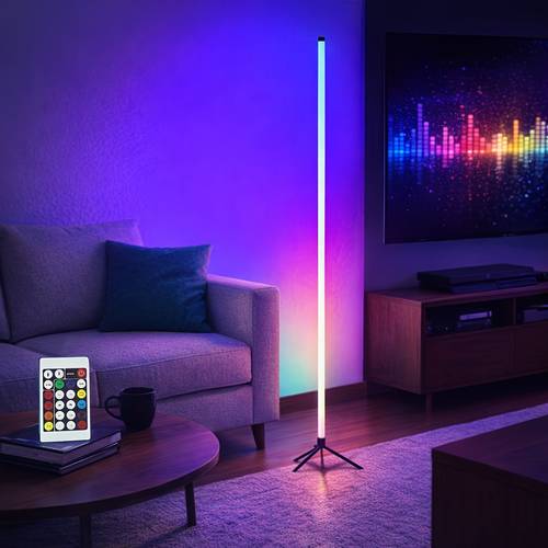 rgb floor standing ambient lights music rhythm color changing remote control corner linear tubes ballroom decoration living party lights