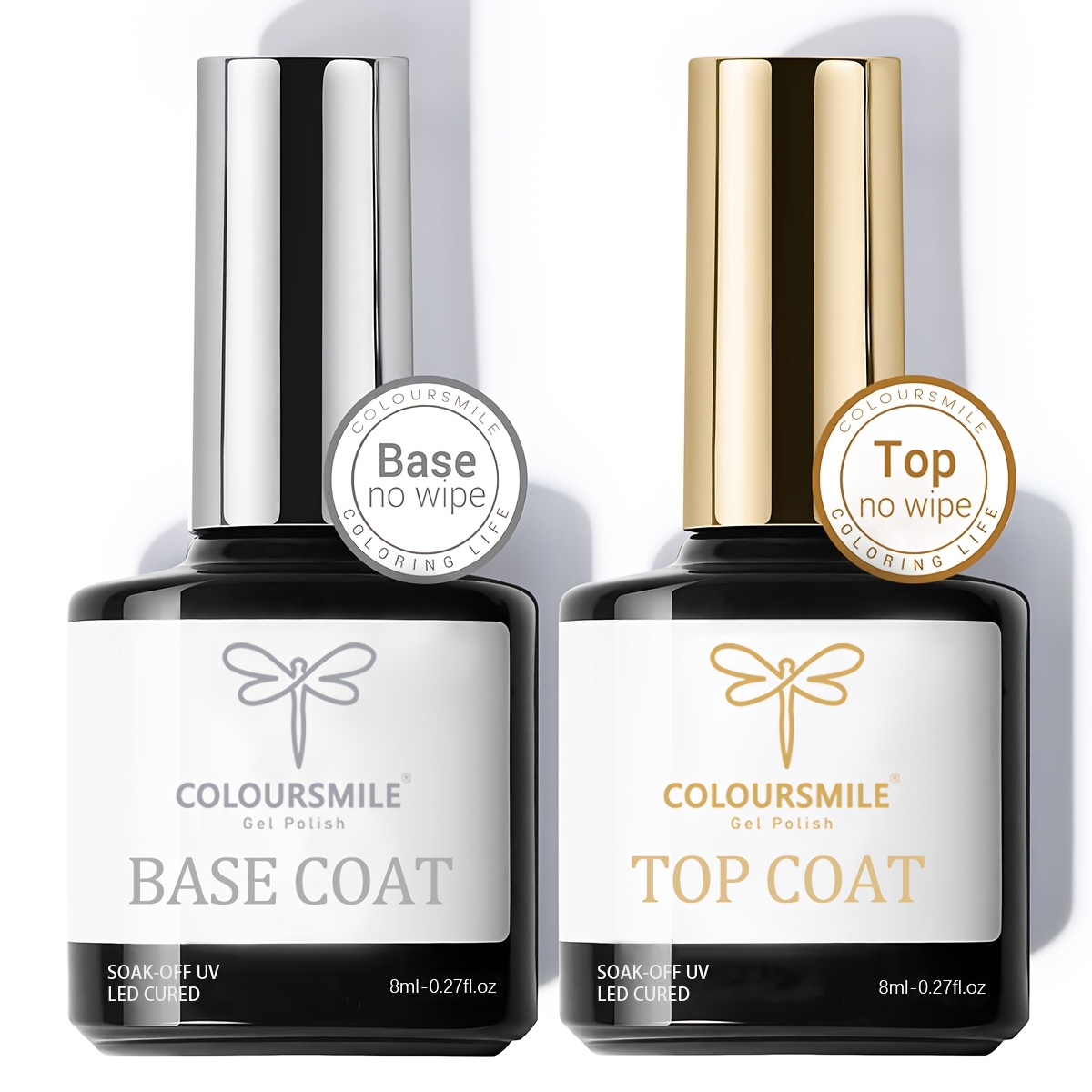 Image of 2pcs Gel Polish / & Base Coat Suitable For Hands/feet Nail Polish Set, Soak Off Shine Effect, Long Lasting / Hardener Gel For Diy Manicure/pedicure Gift For Women