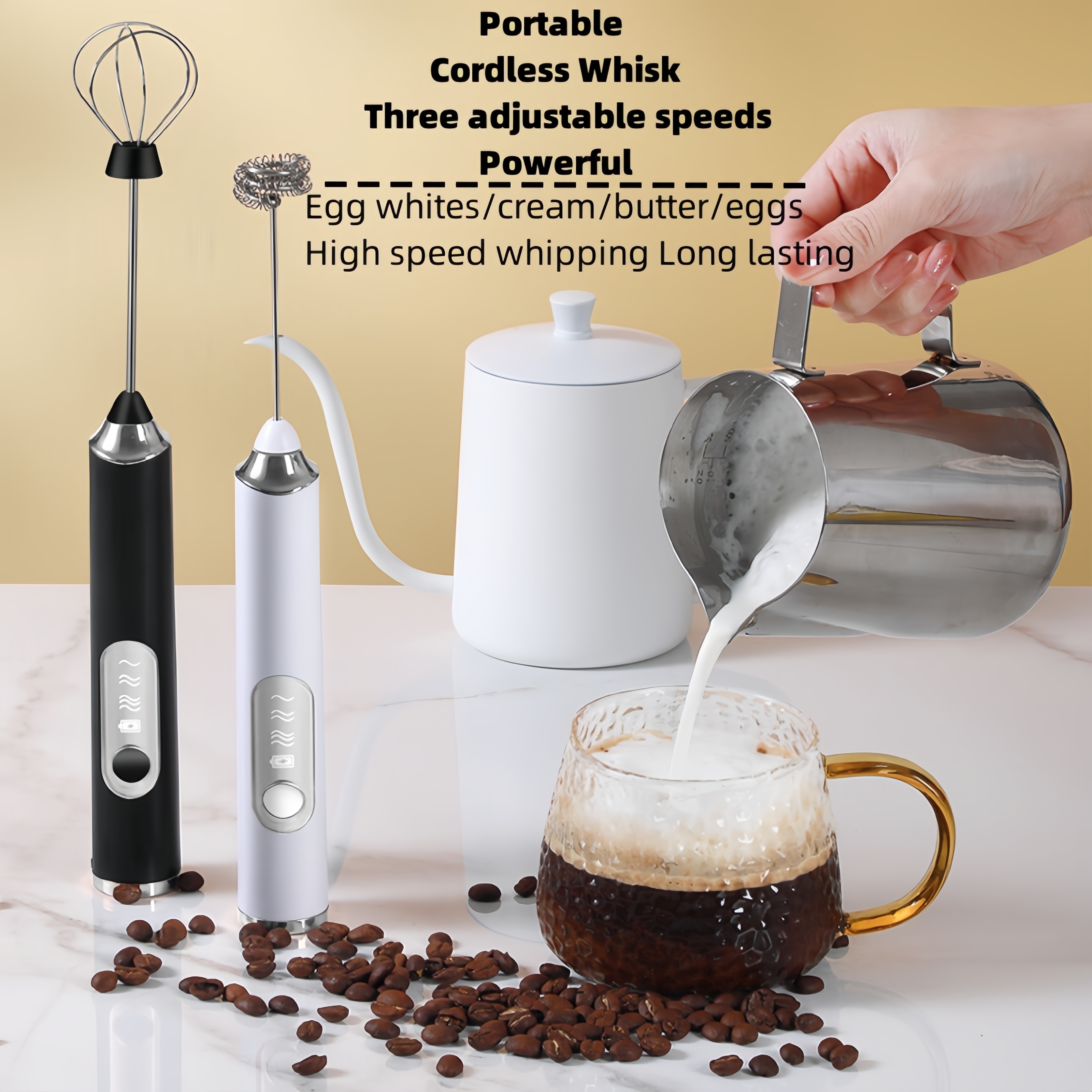 Temu TEMU 1pc, Electric Milk Frother, Electric Coffee Blender, Frother, Handheld Eggbeater, Foam Maker, Creative Electric Whisk, Electric Coffee Mixer, Milk Whisk, Kitchen Tools, Kitchen Stuff sold by Temu Affiliate Program