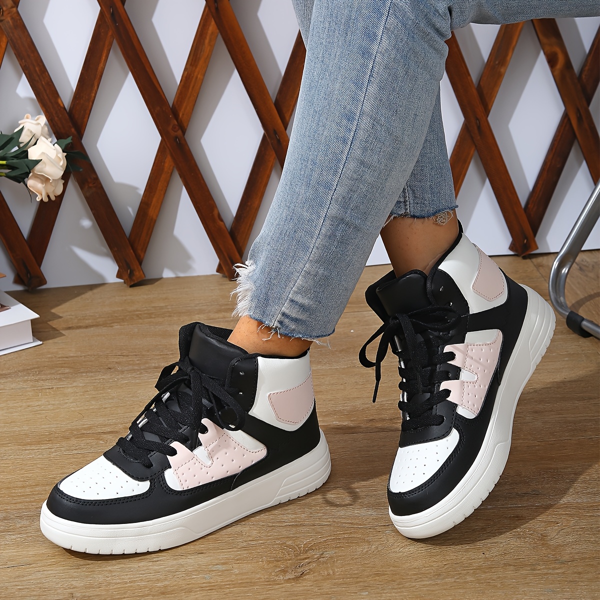 white high top sneakers sold on Temu United States