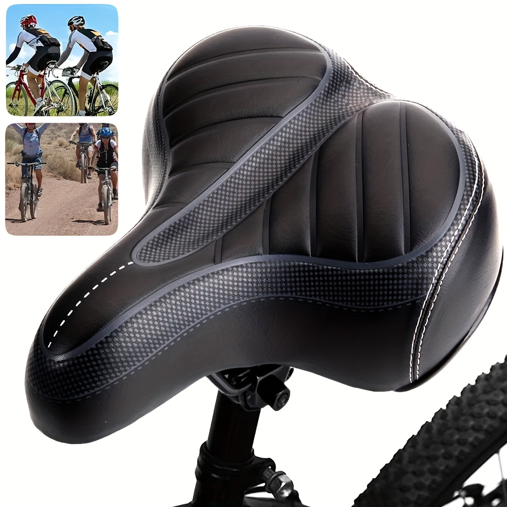 TEMU Ergonomic Wide Bike Seat Cushion With Memory Foam & Absorption - Lightweight Durable Bicycle For , Mountain/road/, Black, Outdoor Cycling Gear | Sleek Style | Highquality Steel