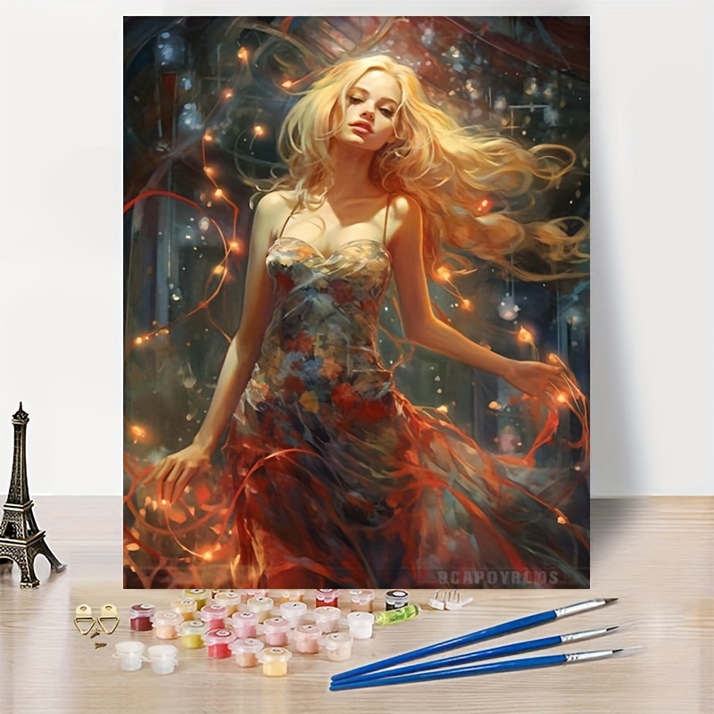 

1pc Paint By Number Beautiful Dancing Woman Under The Lights, Hand Painted Decorative Paintings, For Adults Acrylic Kits, Suitable For Adult Beginner Enthusiasts 40x50cm/16x20in