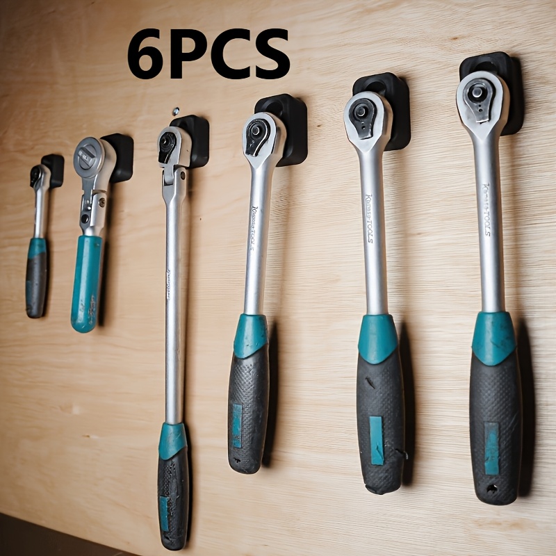 TEMU 6pcs Ratchet Wrench Storage Rack, Suitable For 1/2, 3/8, And 1/4 Inch Sizes, (screws Not Included), , Multi-functional Tool Rack, Compact,