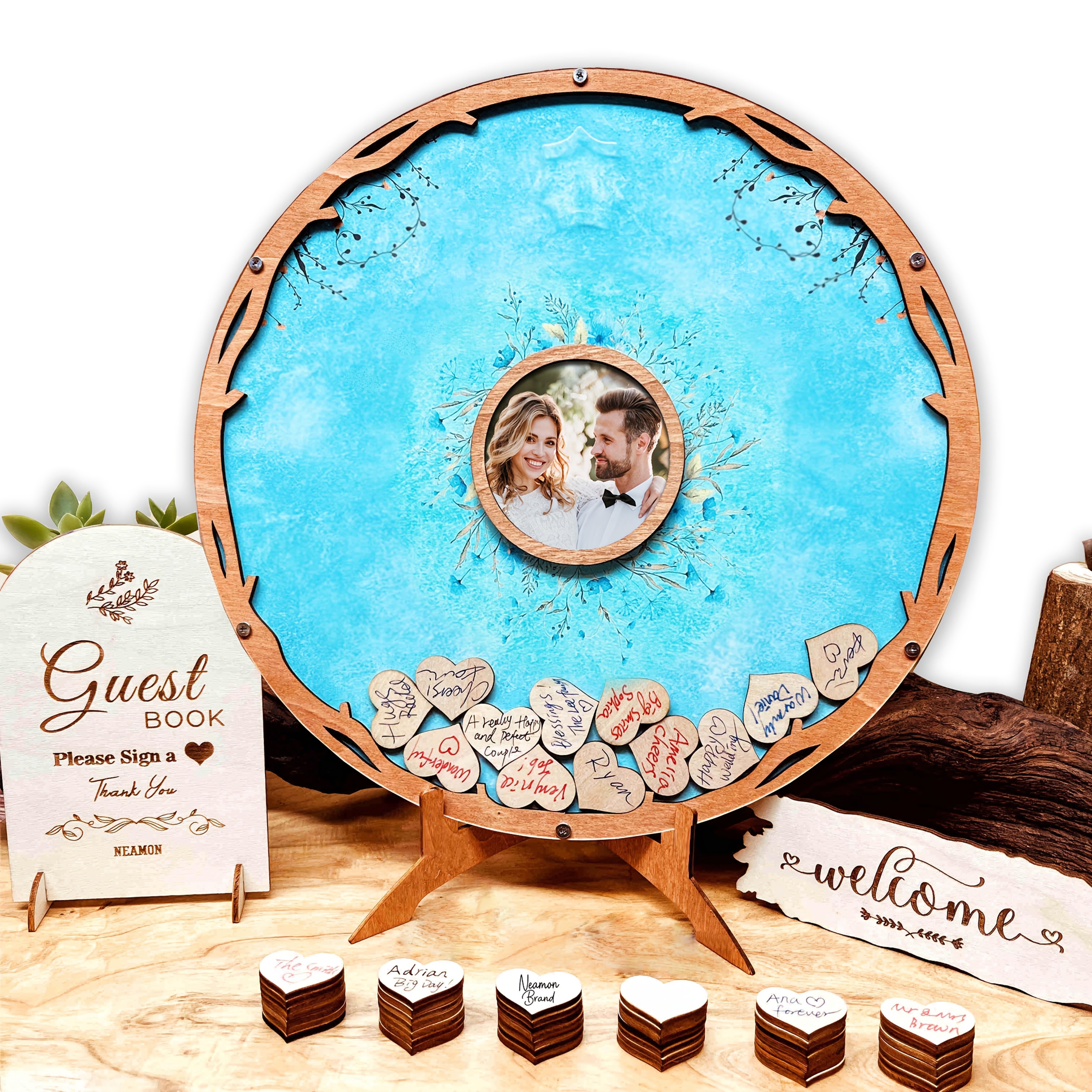 Unique Wedding Guest Book | Manufactured Decor For Wedding Reception, Bridal Party, Birthday, And More | Brand: Neamon