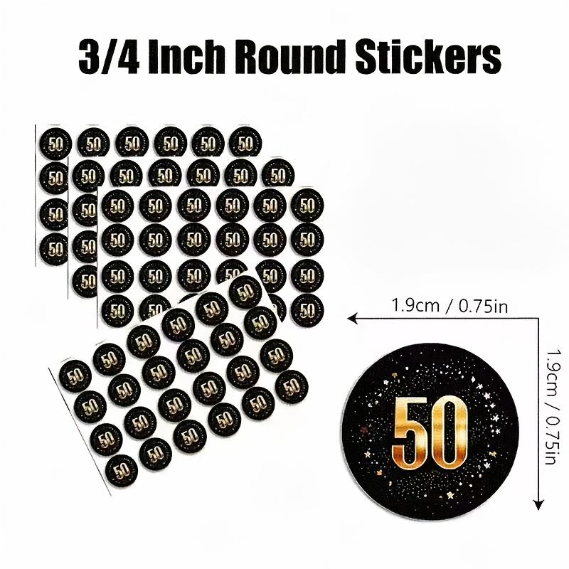 Image of 264pcs Golden 50th Birthday Theme Black Star Background Birthday Label Stickers, For Candy, Happy Birthday Candy Party Favors