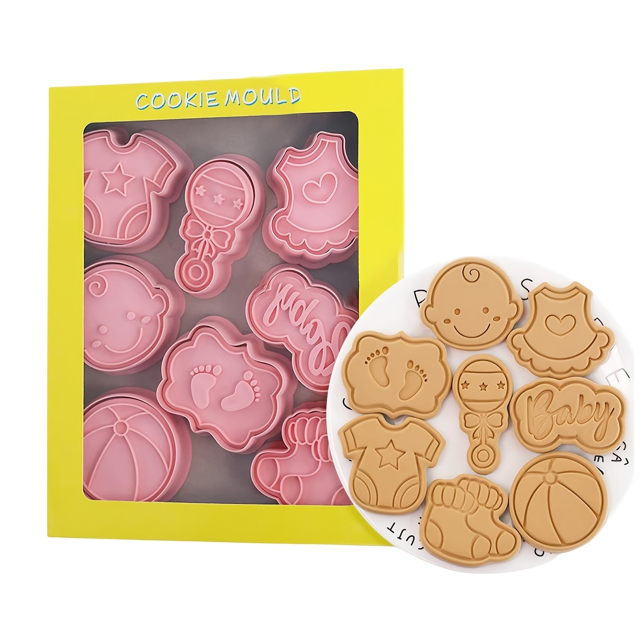 

8pcs Cookie Cutter Set, 3d Plastic Cookie Molds For Baking Pastries And Cake Decorations.