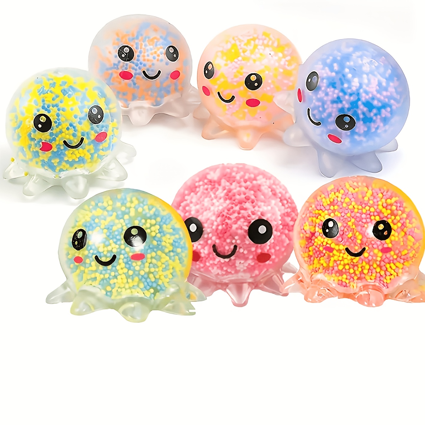 2pcs cute octopus soft squeeze ball random color bead filling fun   toys for kids christmas halloween thanksgiving easter gifts toys colorful soft ball transparent ball