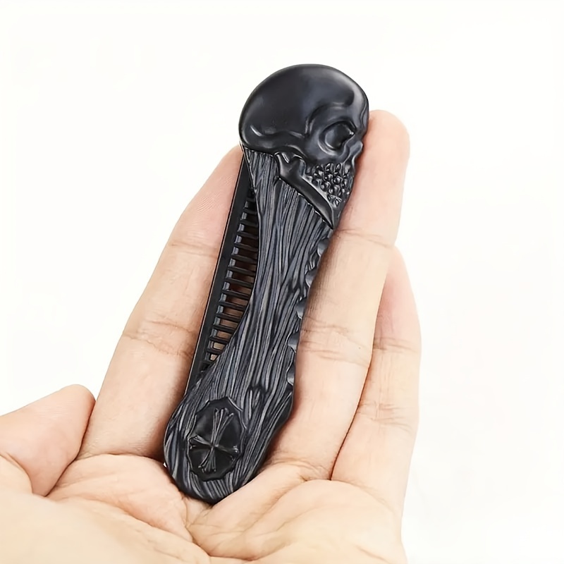 1pc Vintage Men's Beard Comb, Portable Mini Pocket Size Comb Stainless Steel Metal Shaped Comb
