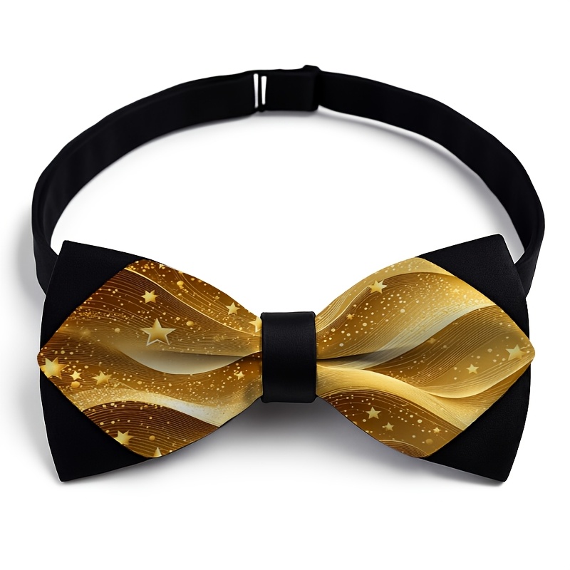 TEMU 1 Stück Herren Goldene Fliege mit eleganten goldenen Mustern - Maschinenwaschbare Fliege geeignet für Partys, Hochzeiten, Bälle - Langlebiger