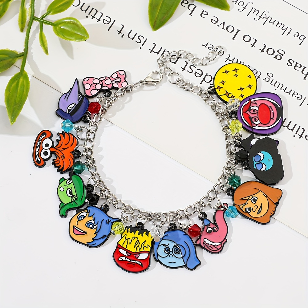 

Cartoon Anime Brain Charm Bracelet, Cute Daily Wear Alloy Bracelet With Colorful Enamel Character Pendants, Trendy Unisex Fashion Accessory, Perfect Gift For Friends