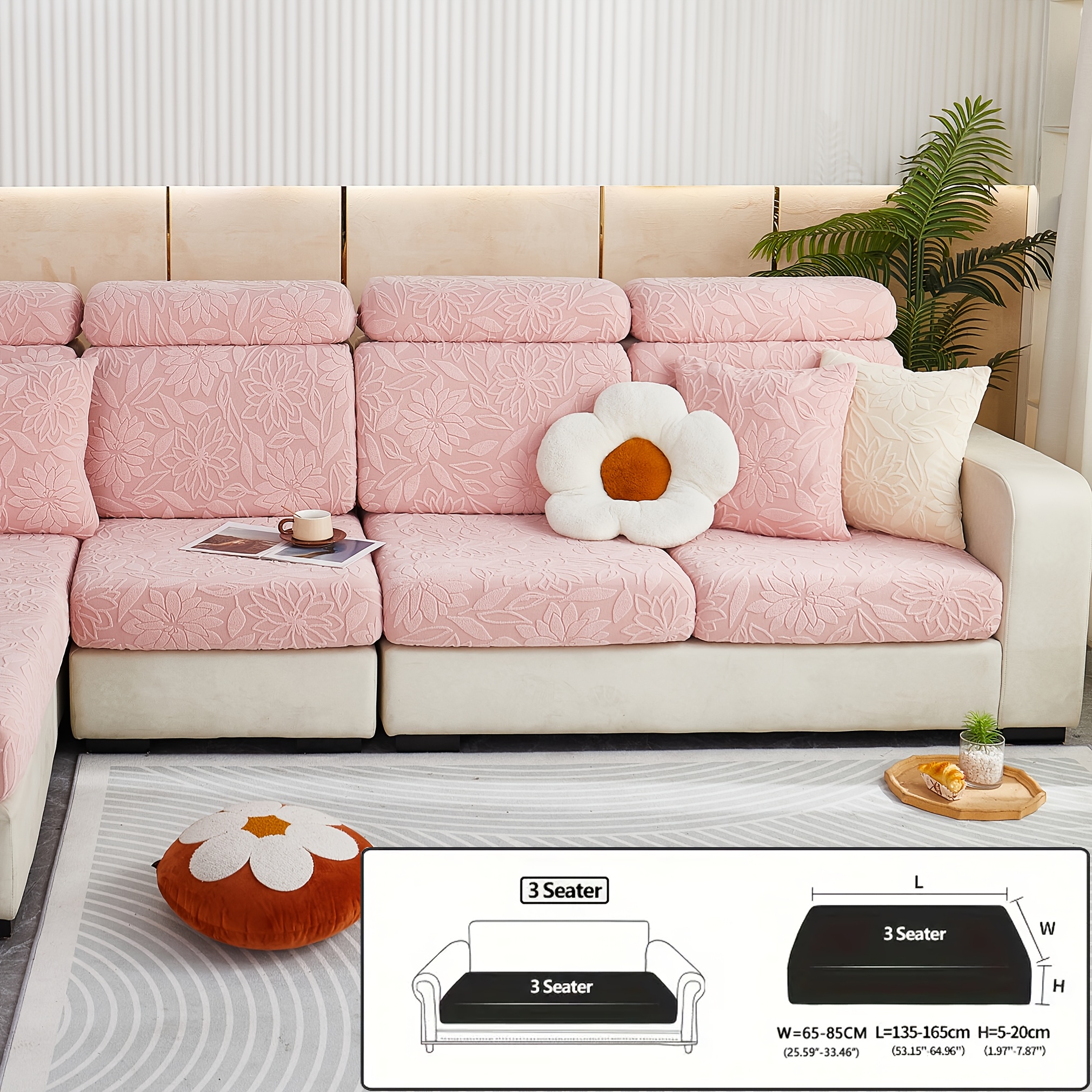 TEMU 1 Housse de Canapé d'Extérieur Style Moderne, Housse de Canapé à Motif Floral , en Matériau Extensible et à la Déformation, Adaptée à Toutes ,