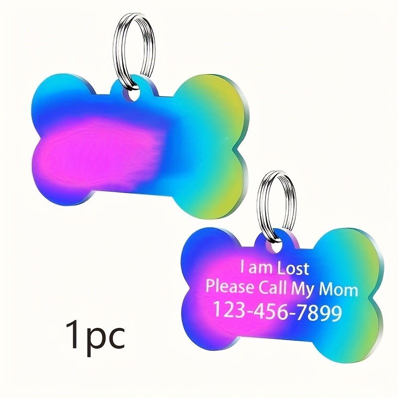 TEMU 1pc, Custom Dog Tag Label, 1 Engraved Stainless Tag, In Multiple Colors For Personalized Engraved Anti-loss Dog Tags, Diy Tags With Name And