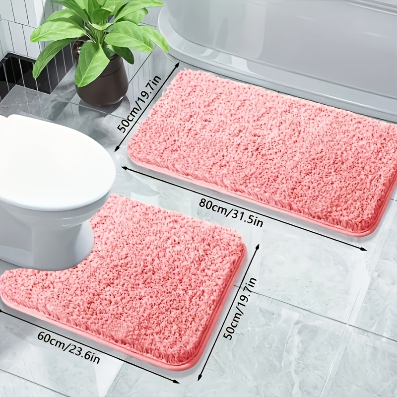 TEMU 2pcs Premium Fluffy Bathtub Mats, Absorbent Bathroom Rugs, Comfortable Carpets, Bathroom Additions, Home Decor, Room Decoration, Bathroom Mat,