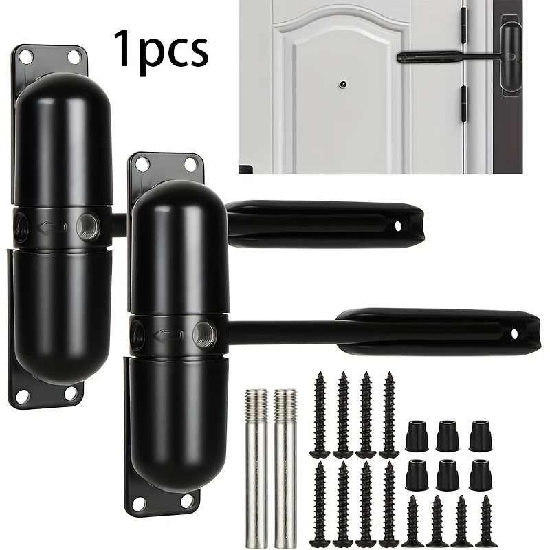 1pc Automatic Door Closer Safety Spring Door Closers, Adjustable Closing Door Hinge for   Hinged Doors to Self-Closing, Black Door Closer Auto for Residential, Commercial