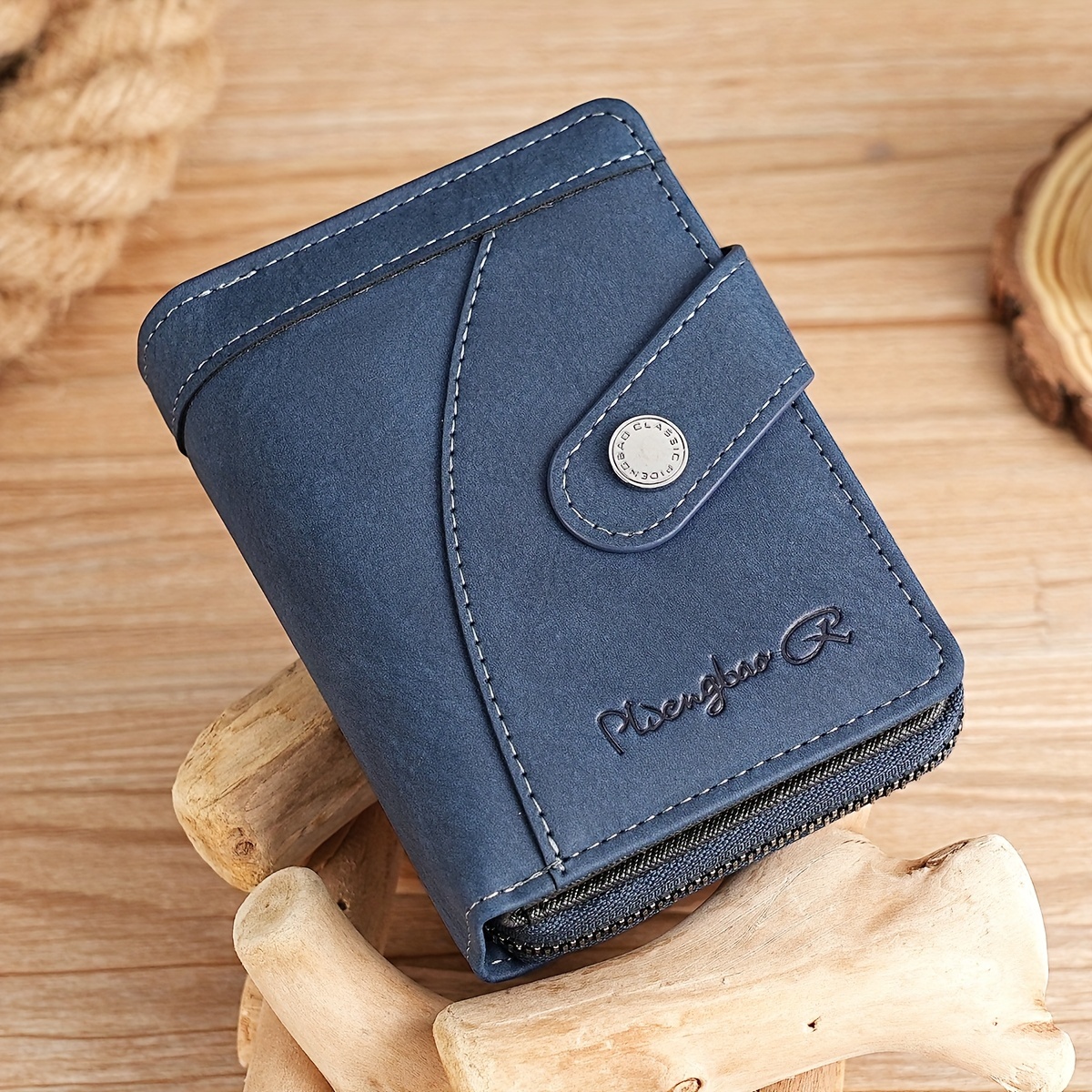 1pc Retro Casual Matte Faux Leather Zipper Short Wallet, Youth Fashion Multi-functional Men's Faux Leather Pouch, Multi-card Slot Zipper Coin Purse, Men's Gift