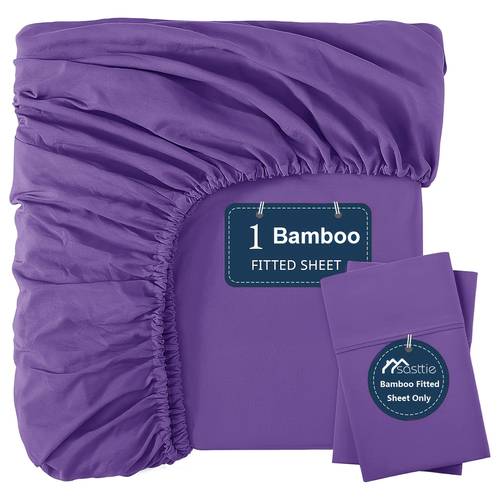 luxurious bamboo fitted sheet solid color bed sheet ultra soft breathable 16 deep pocket elastic fits mattress up to 16 and cool strong bed