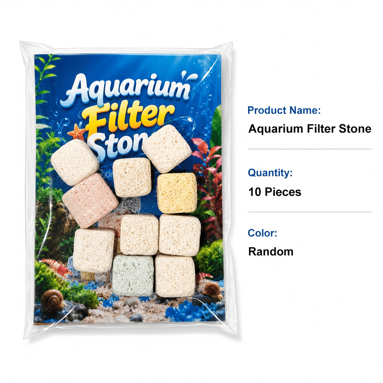 TEMU Aquarium Filter Stones - Premium Set For Small And Desktop Tanks, Filtration Media, Random Colors, Aquarium Filtration Media Water Purifying