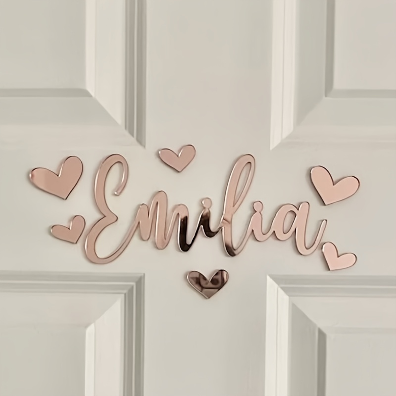 E-shop Personalisiertes laser geschnittenes Acryl Namensschild - Stern- und Herzdekorationen, geeignet für Zimmer, Babyzimmer - Türhänge-Design,