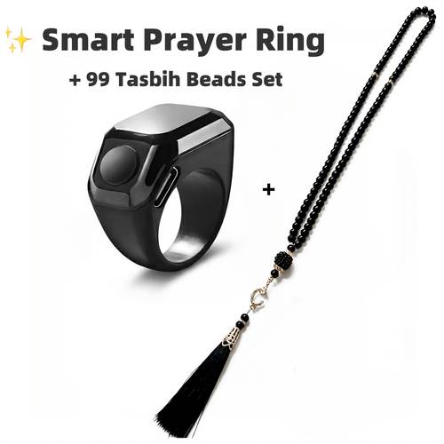 smart ring set 2pcs set 1 zikr ring and 1 strand of 99 prayer beads supports connection to mobile app