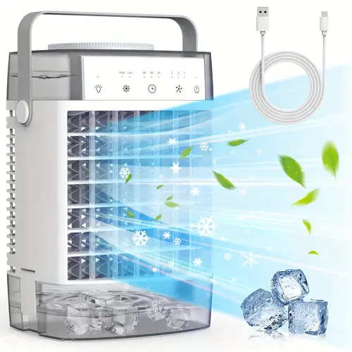 portable desk fan 11 inch misting mist mode mini usb table fan with timing function 7 color night light dual water tank cooling fan for bedroom office kitchen outdoor camping gray car gray