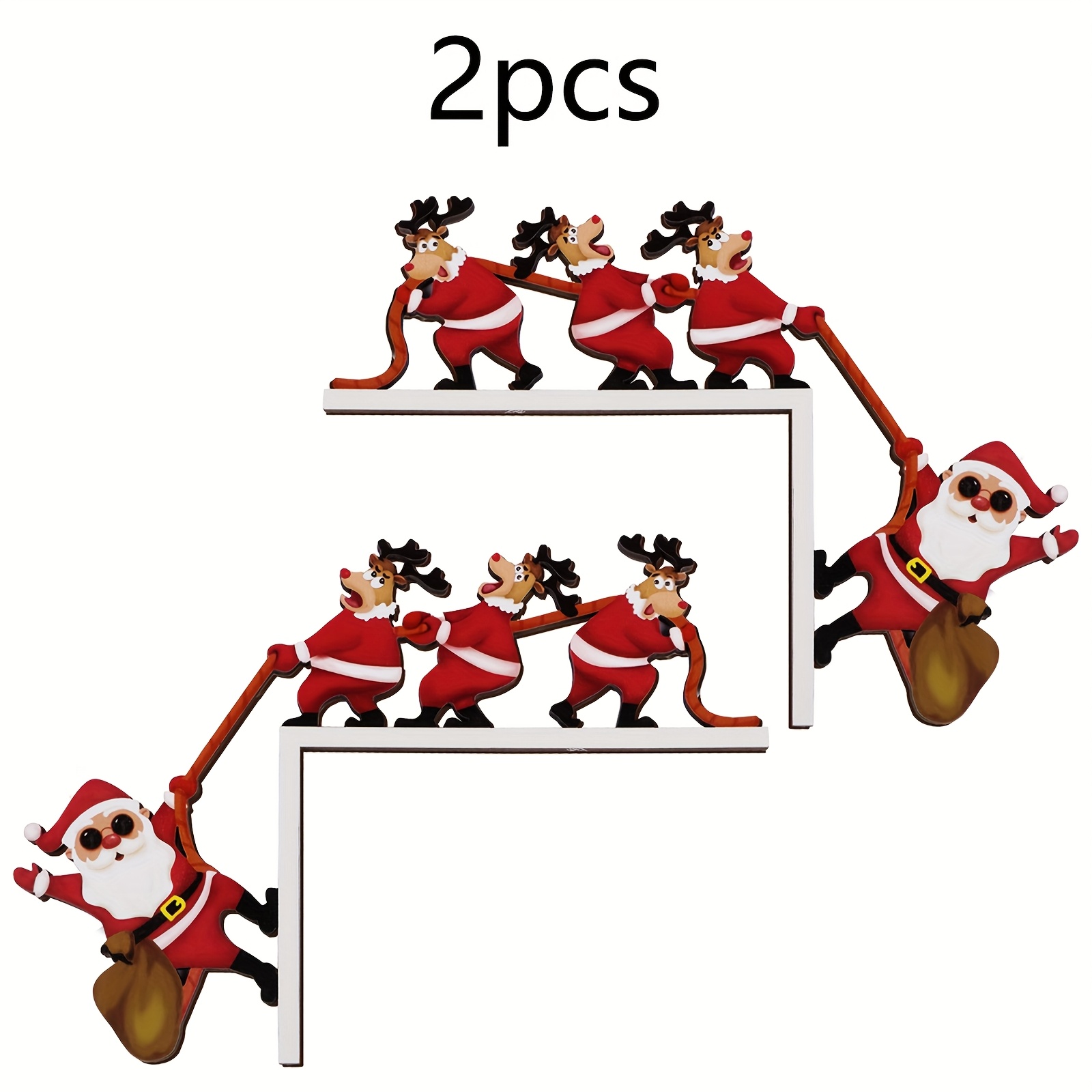 TEMU 2d Flat 2pcs Acrylic Christmas Door Top Frame Decor, Home Corner Ornaments, Fun Christmas Santa Reindeer Decorations, Suitable For Home