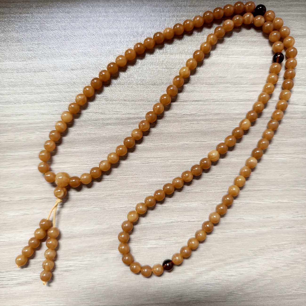 TEMU 108 Natural Amber Beads, Second-generation Old Wax Stone, Multi-loop Meditation And Blessing Mala, Main Material: Amber, Unisex Couple's Gift
