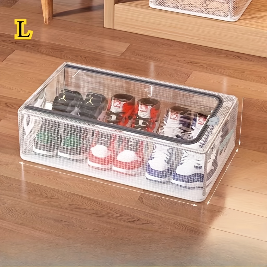 1 Clear Shoe Storage Box - Collapsible And Space-efficient Organizers With Lids For Easy Identification, Suitable For Under The Bed, Closet, Shoe Rack, And Dorm Stacking