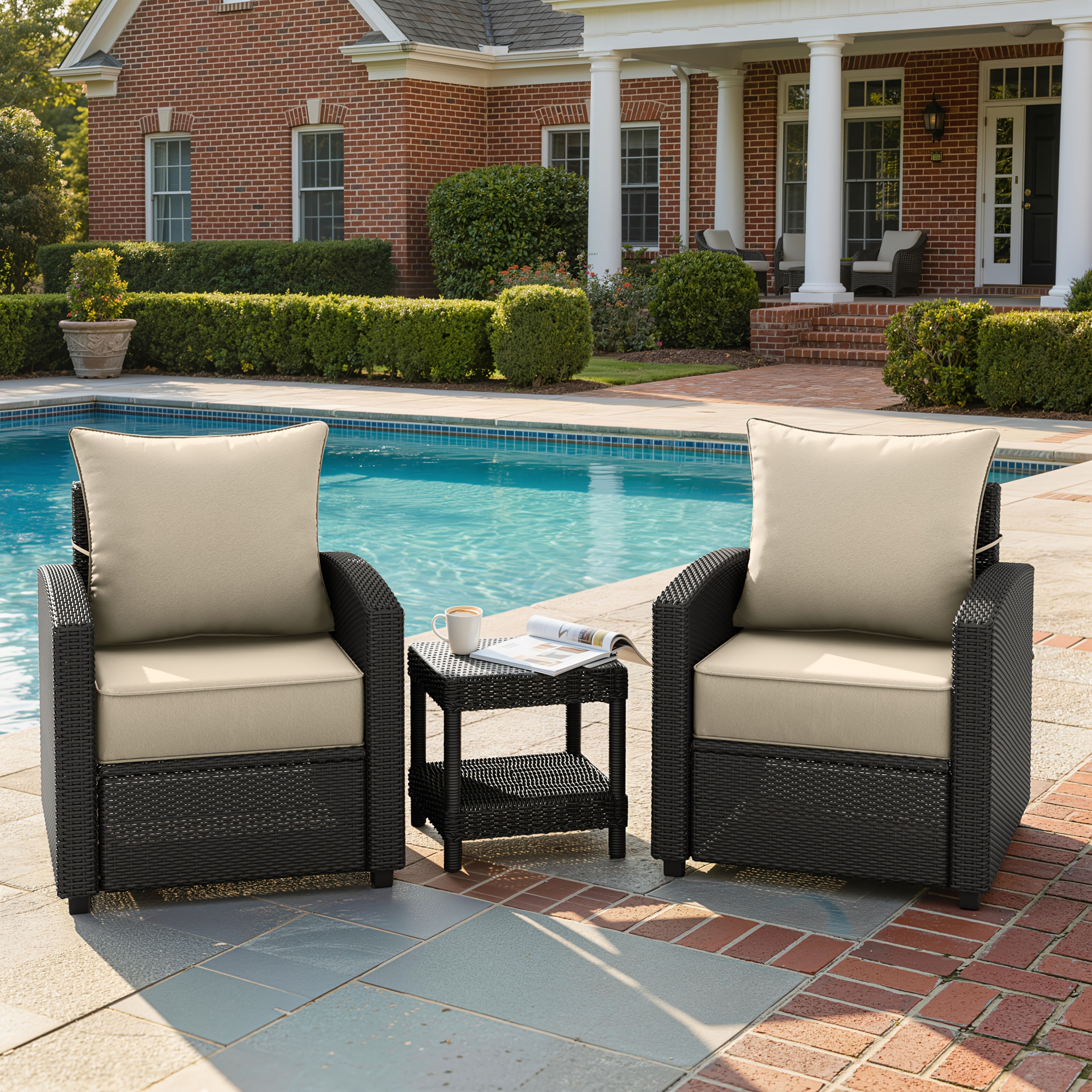 Outdoor Cushion Set of 1pc/2pcs/4pcs/6pcs - Thick 35D High-Density Foam Cushions Measuring 24*24*6.5 Inches, Featuring Quick Rebound, High Durability, And Easy Cleaning, Suitable for Outdoor Furniture Like Sofas And Patio Chairs