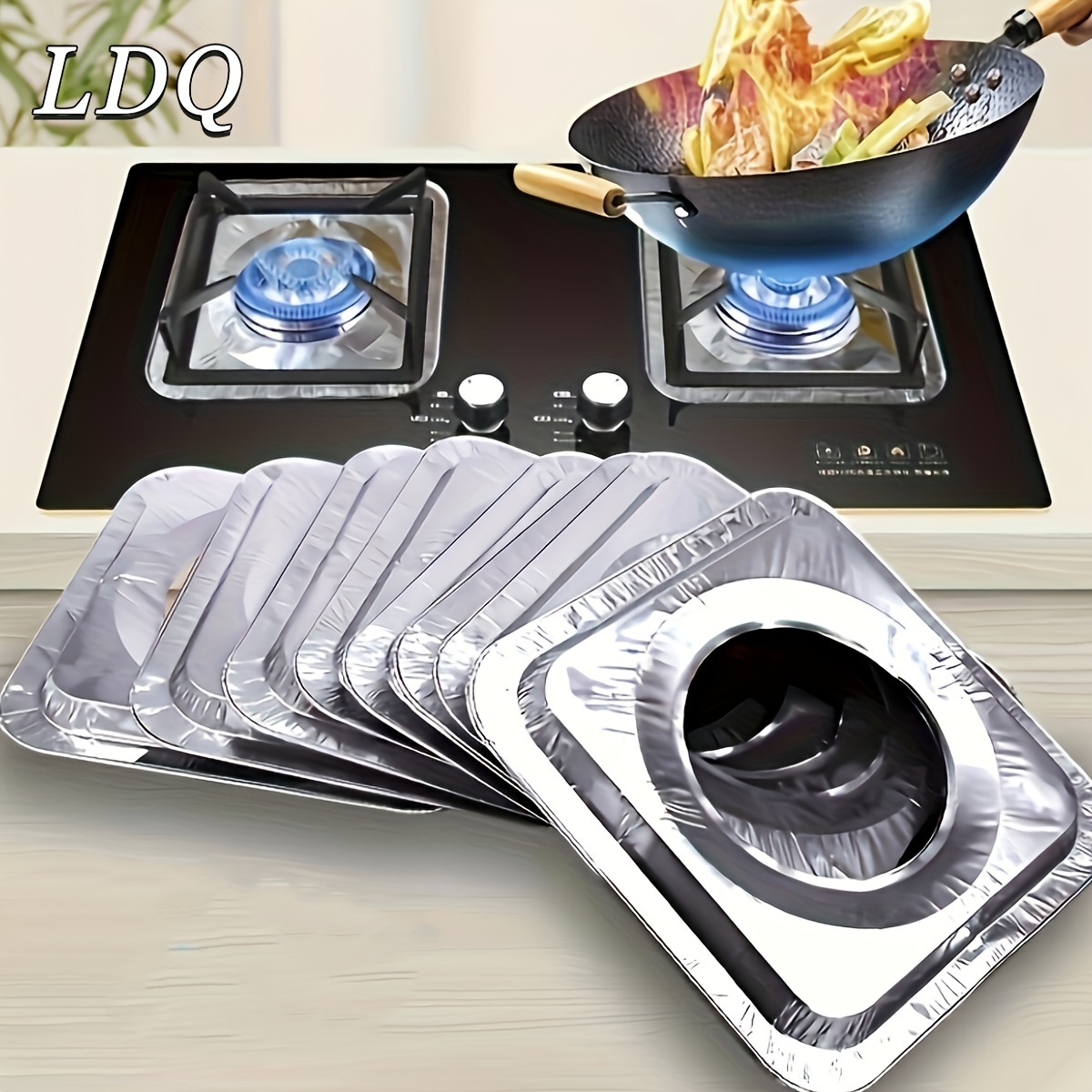 

Ldq 20pcs Gas Stove Protection Kit: Durable, Oil & Heat Resistant Covers With Easy-clean Aluminum Foil Liners - Stain-resistant