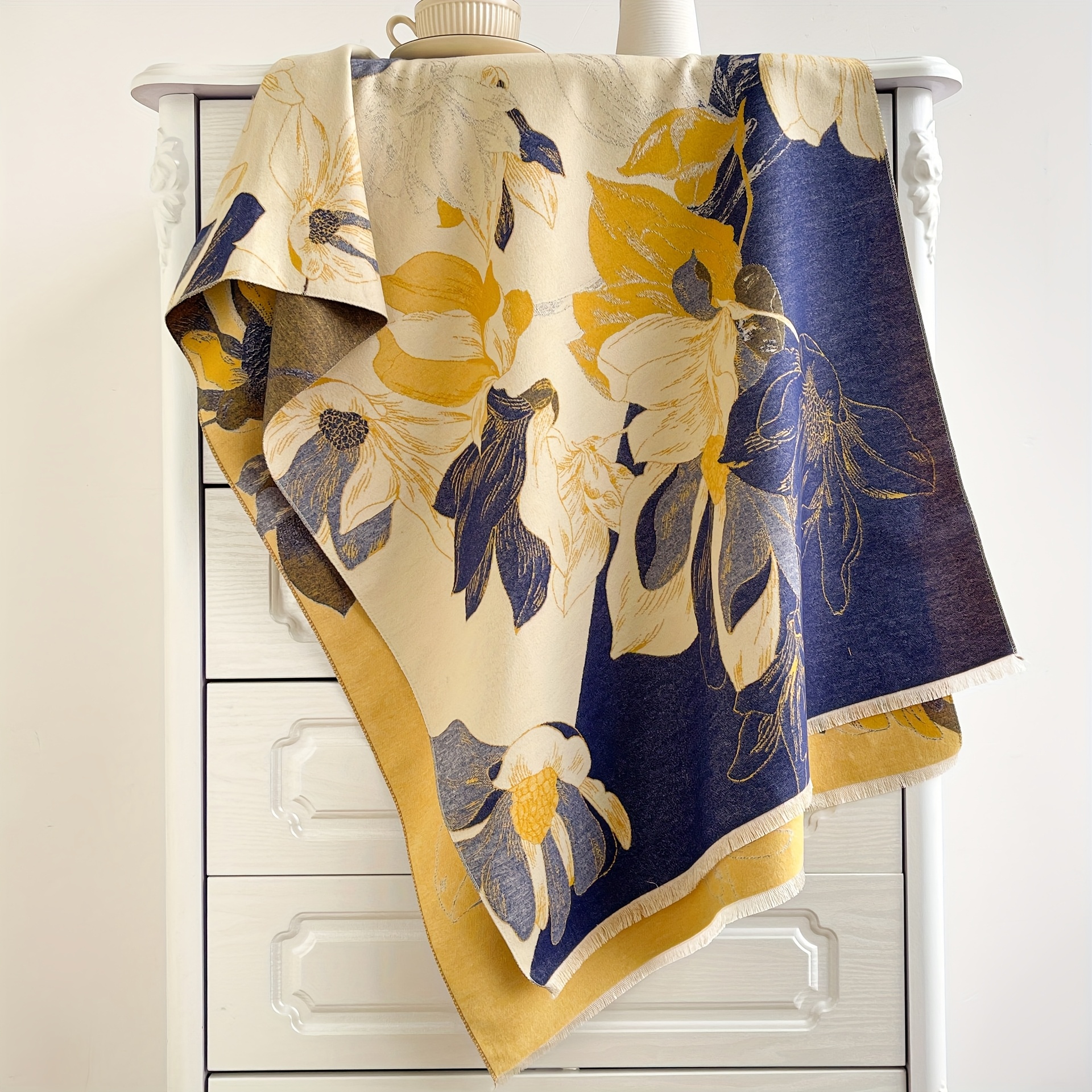 TEMU This Autumn And Winter Women's Cashmere Scarf Features A Floral Style With Contrasting Colors, Thickened And . A Perfect Christmas Gift For