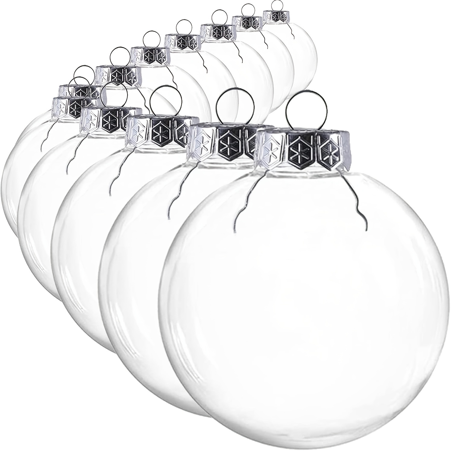 

Set Of 6 Diy Fillable Plastic Decorations, 10cm - Transparent Plastic Craft Balls With Removable Tops, Christmas, Halloween, Weddings, And Holiday Decorations, No Electricity Needed