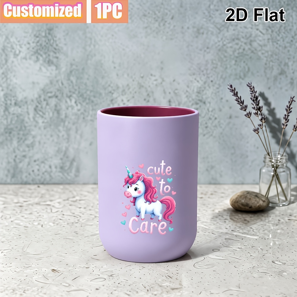 TEMU 1 gobelet de personnalisé 2D plat multicolore, adorable et motif licorne magique et , parfait pour un jeu ludique, idéal pour une chambre ou une