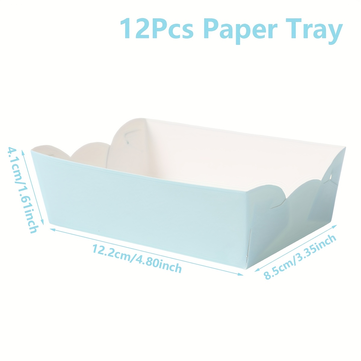 Set Of 12 Blue Paper Trays, Featuring A Solid , Perfect For Wedding Celebrations, Birthday Parties, Event Decorations, And Showers