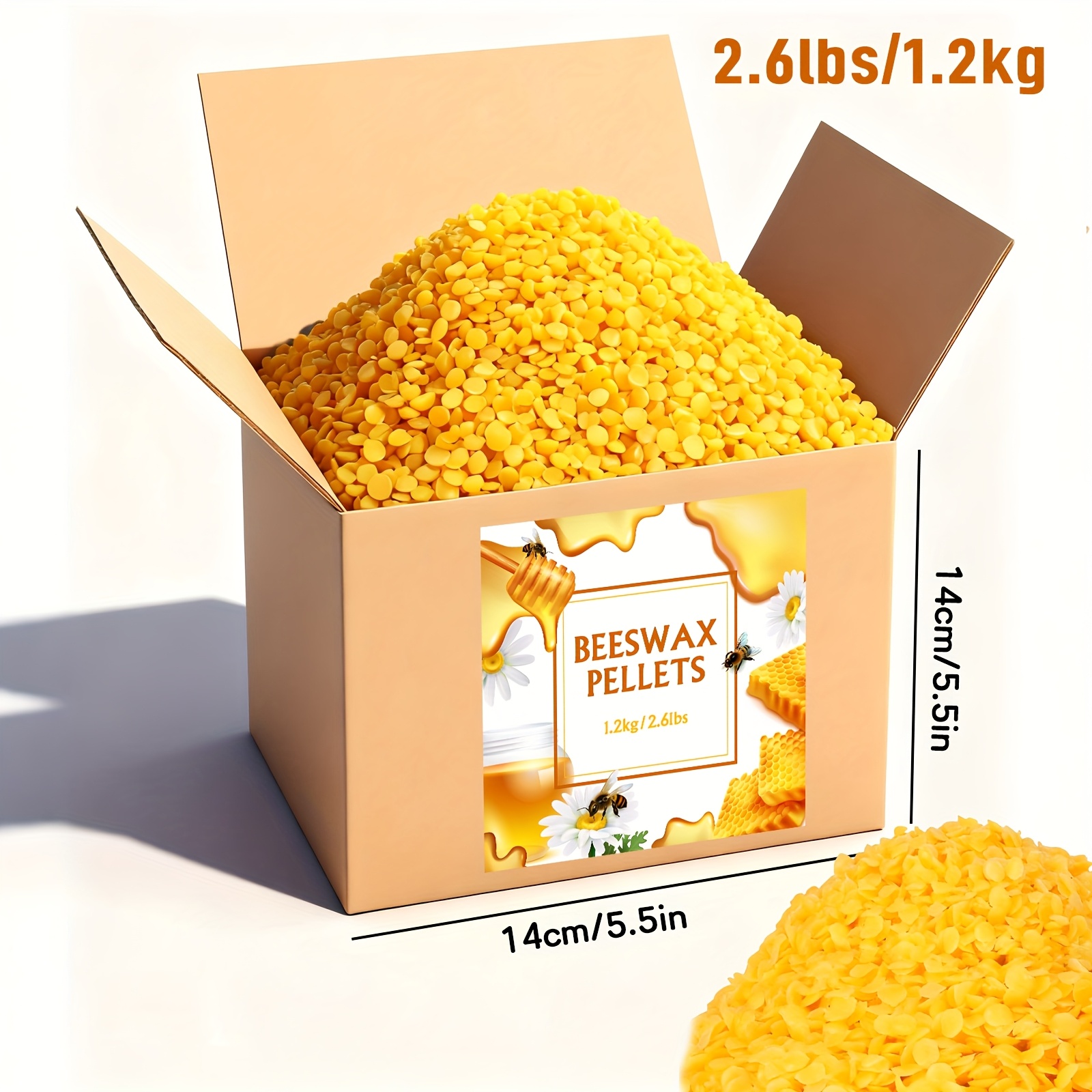 Image of 1.2kg/2.4kg Box Yellow Beeswax Pellets - Modified Beeswax For Handmade Scented & Unscented Candles, Diy Candle Making Supplies, Holiday Crafting, Mixed Beeswax