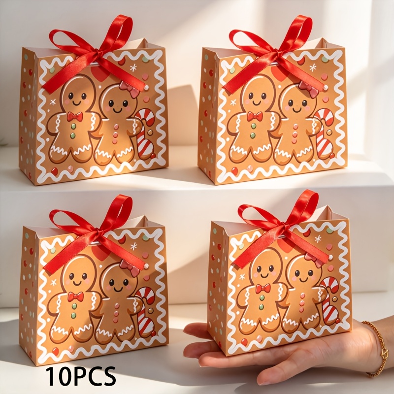 TEMU 10 pezzi Mini Sacchetti Regalo di Carta del di Zucchero con di Nastro , Scatola Regalo di Natale Sacchetto Regalo Piccolo Festivo, Confezione