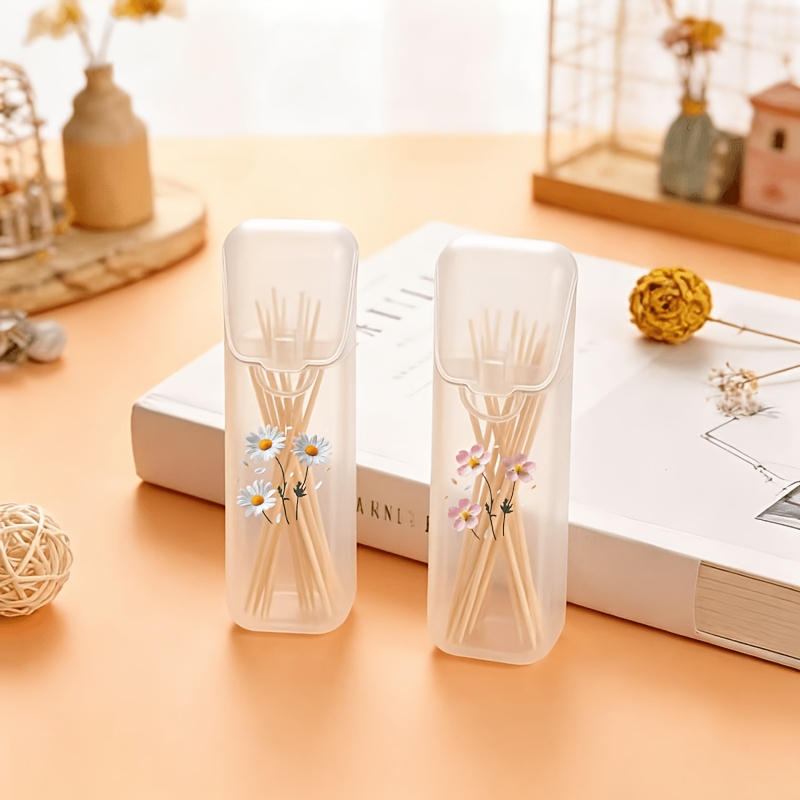 2pcs Set: White and Pink Daisy Vine Pattern Portable Travel Organizer Box