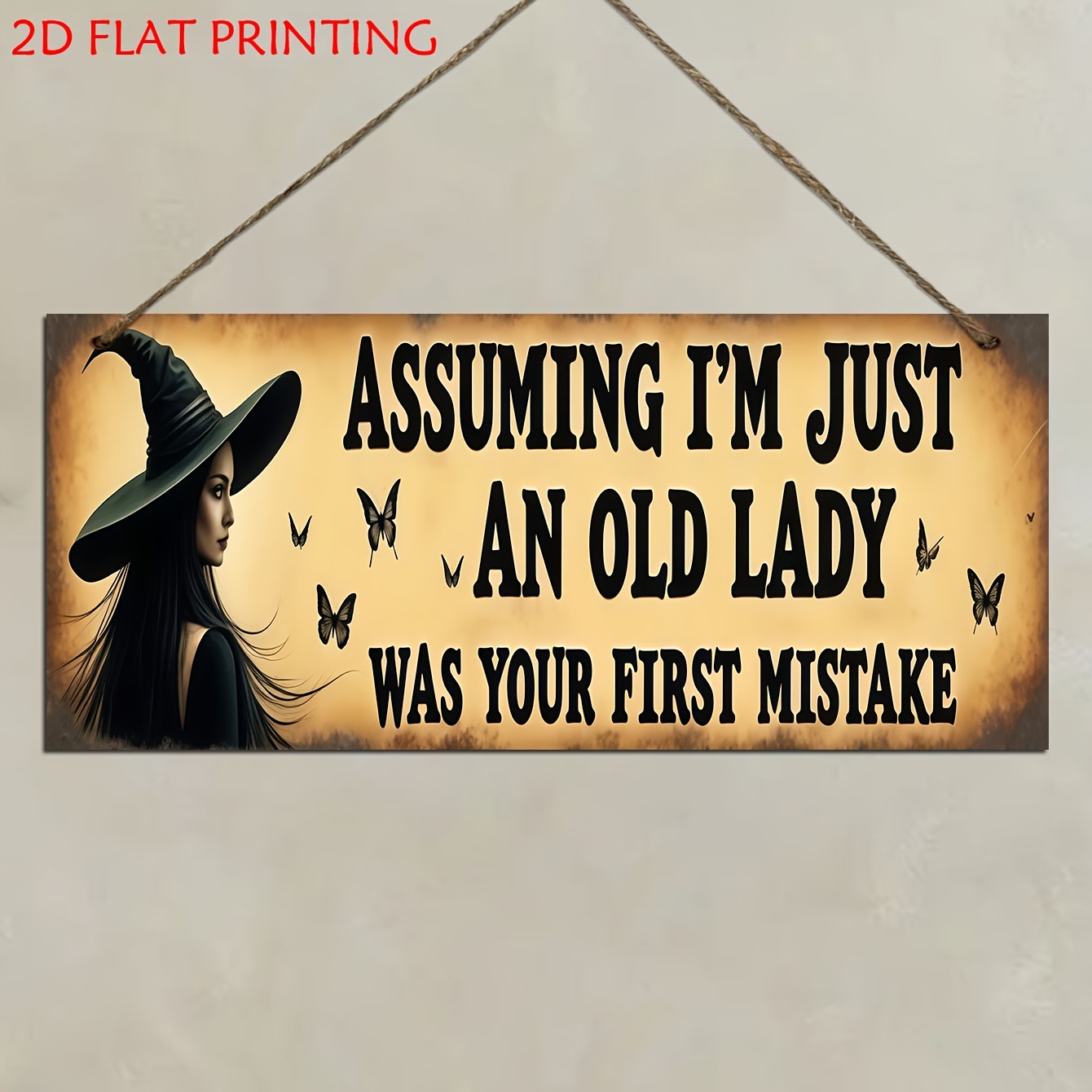 TEMU 2d Flat, 1pc Wooden Decorative Sign & Plaque, "if I'm Just An Old Lady, That's Your First " Wall Decor, Suitable For Bars, Homes, Porch,,