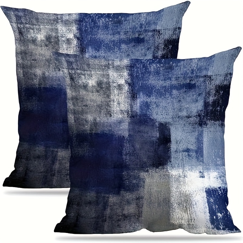 

2pcs, 18x18 Inch (45x45cm), Abstract Deep Blue Soft Printed Throw Pillow Covers, Contemporary Style, Decorative Cushion Cases For Home Living Room Sofa