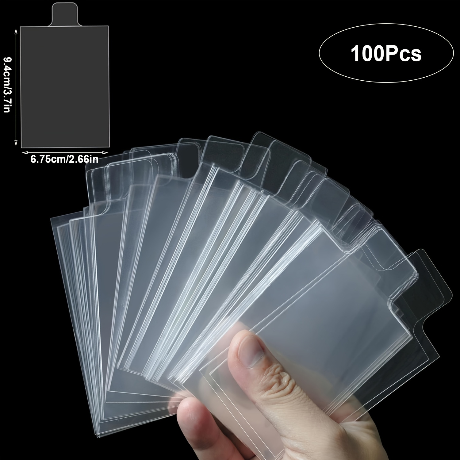 TEMU 100 pz. Custodie per Carte con Linguetta a Estrazione Facile, 3 Misure a Scelta, Pellicola per Carte con Linguette per Inserimento in Grading,
