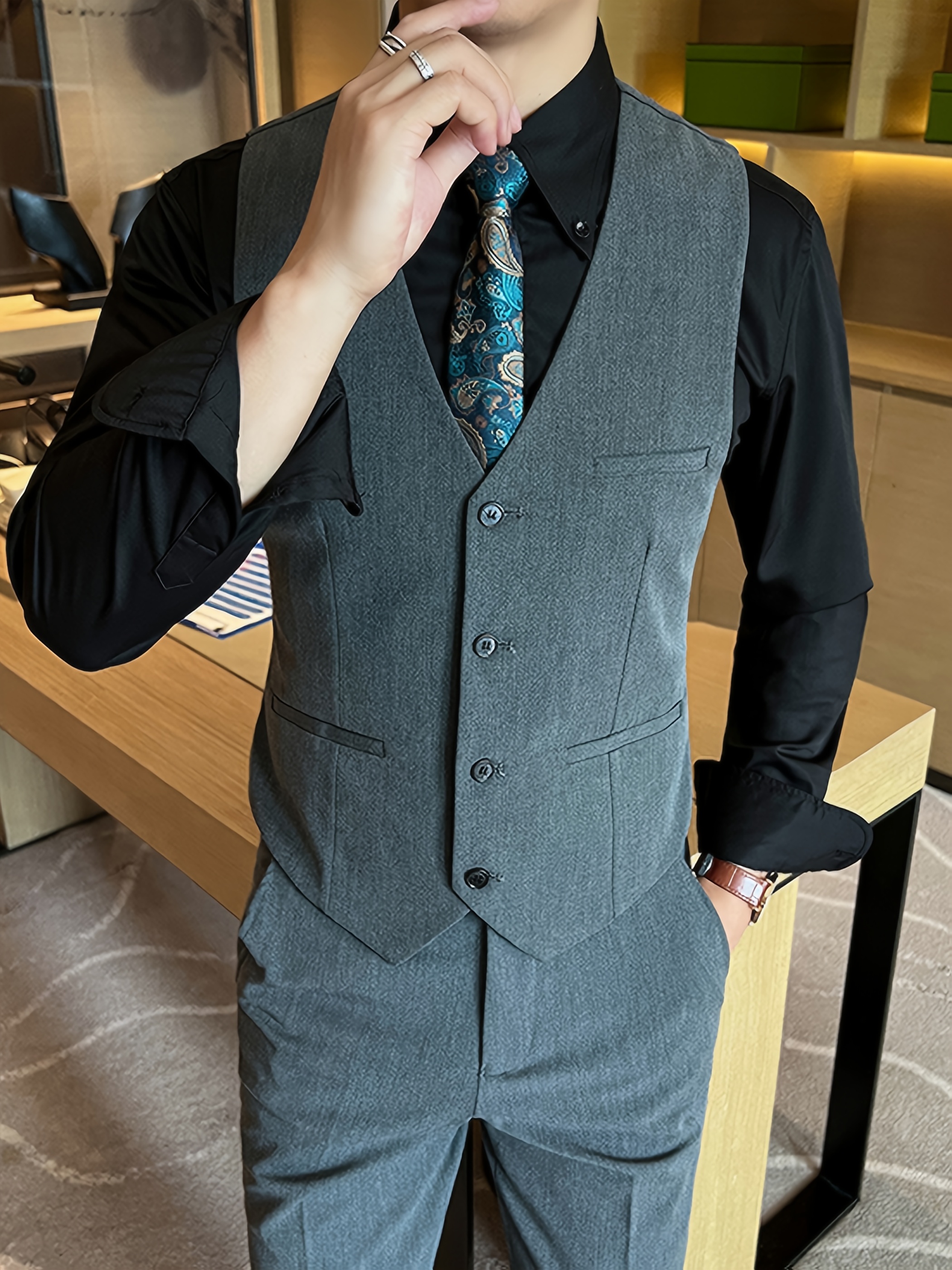 Tie Mens Fashion Vest With Jeans S Vest Suit Jeans Classic Single