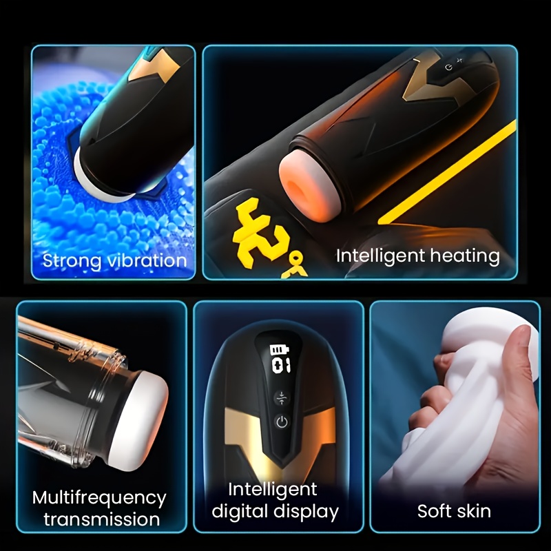 1pc Men'S Masturbation Cup Sex Toy - With 3-speed Variable Speed And 9-vibration Stretching/suction Mode; 3D Textured Penis Masturbation Cup, Used For Penis Stimulation, Valentine'S Day Gift