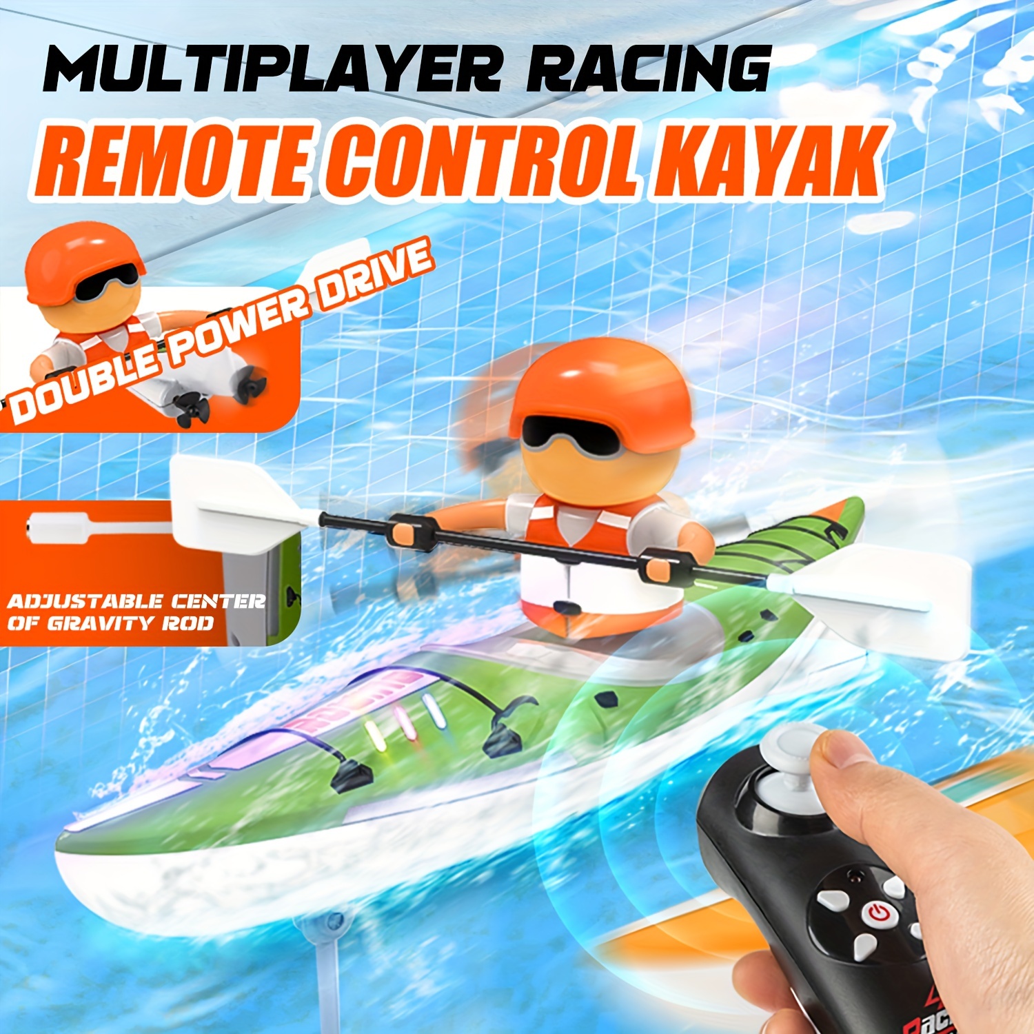 

2.4g Remote Control Boat, Remote Control Kayak, Remote Control Creative Toy, With Light And 2 Drive , Swimming Pool, Bathtub, Inflatable Bath Pool Toy Halloween, Christmas Gift