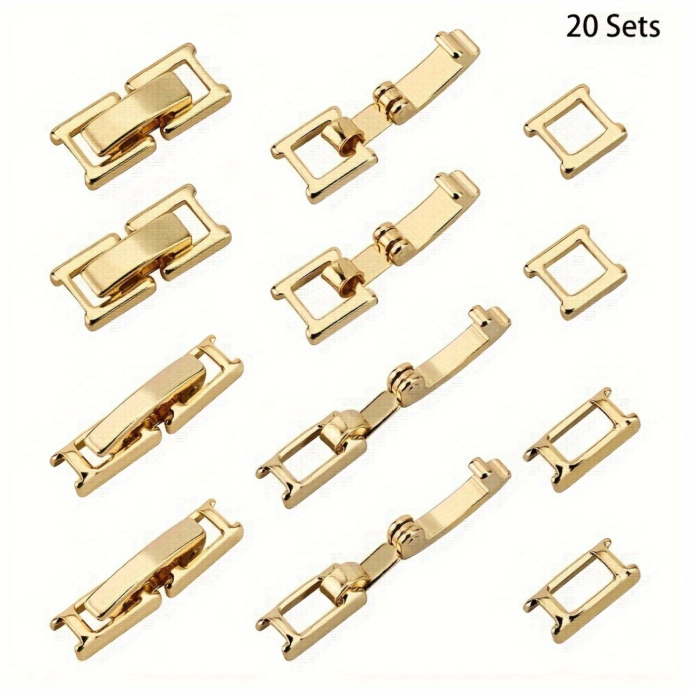

1box 20 Sets 2 Styles Brass Fold Over Clasps Necklace Bracelet Extenders Foldover Extension Clasp Long-lasting Real 24k Golden Plated Jewelry Clasps For Jewelry Making Necklaces Bracelets Diy Crafts