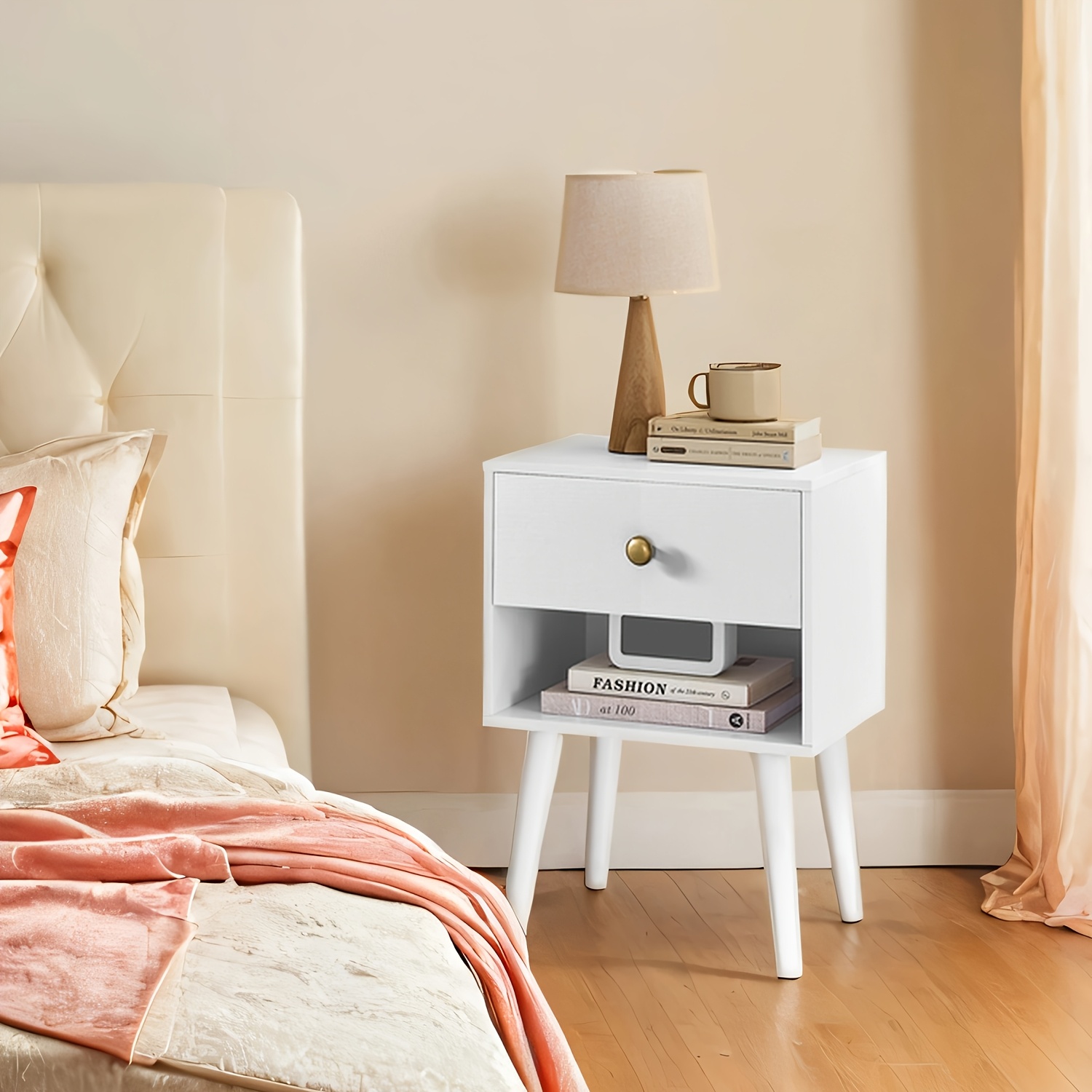 Image of Bedside Table Set Of 2, With Drawer And Open Compartment, Side Table, For Living Room, Bedroom