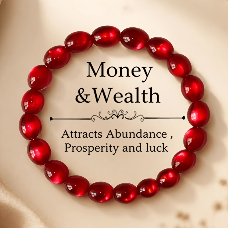 TEMU 1pc Amber Bead Bracelet, With Semi-transparent Wine- Beads Featuring A Rich Hue. Suitable For Commutes, Holiday Parties, Birthdays,