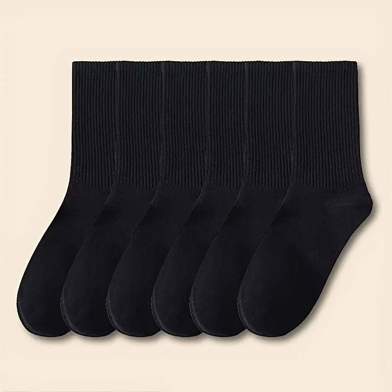 6/10/20 Pairs of Plain Black and White Socks, Simple and Comfortable Mid-Calf Socks, Suitable for Autumn and Winter, Men's and Women's Socks