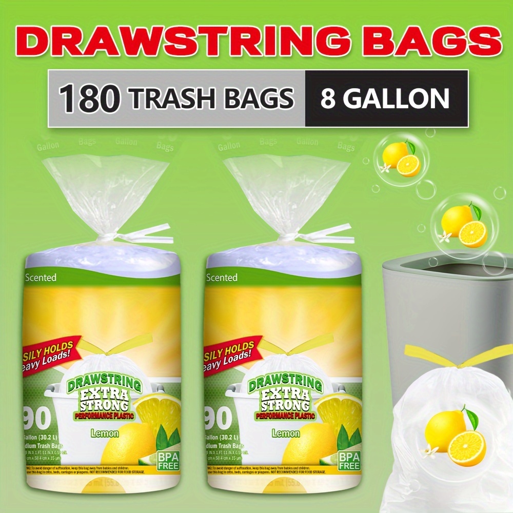 

180 8 Gallon 2 Rolls Drawstring Plastic Multipurpose Disposable -super , -, Odor- For , , , , And Use - And Sanitary