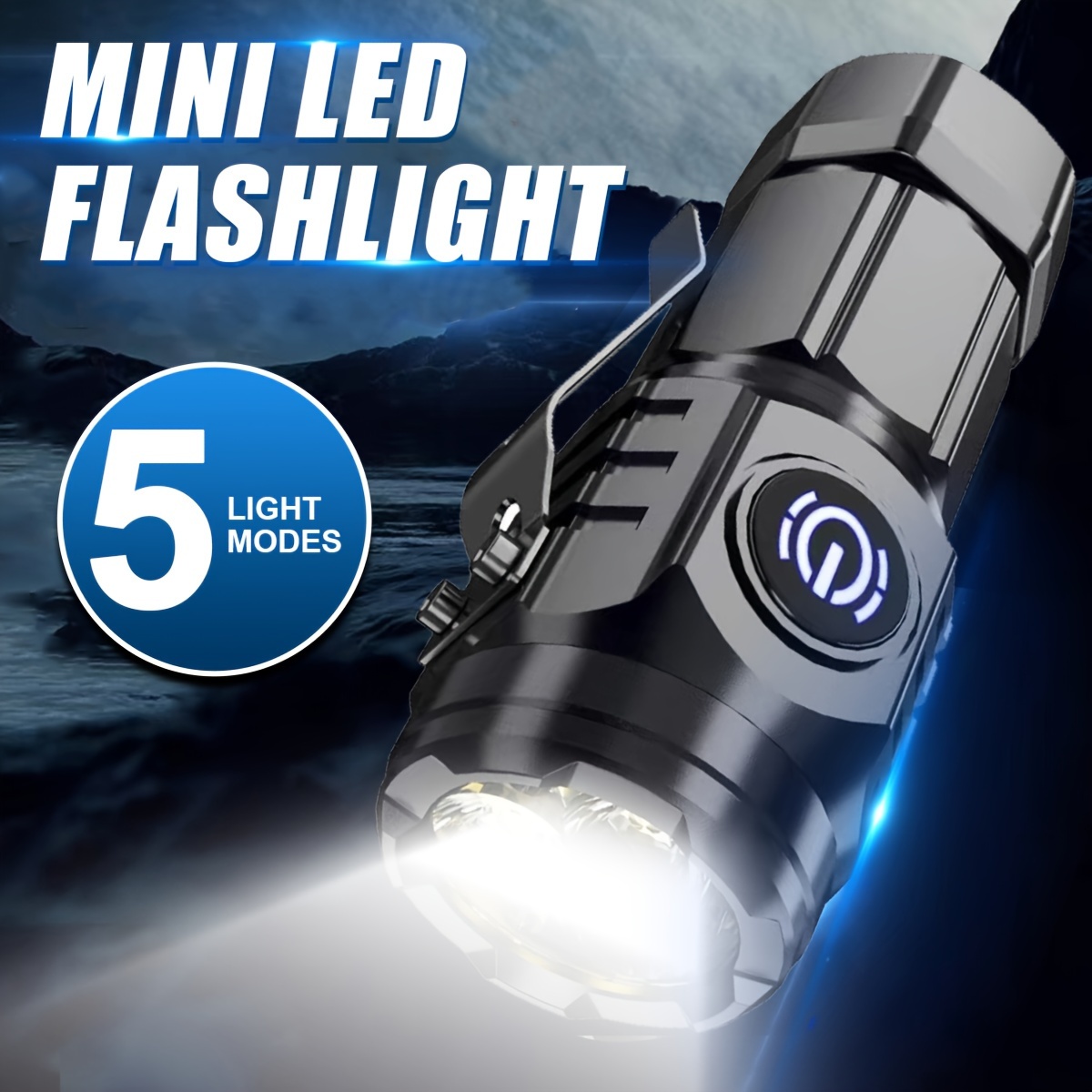 

Ultra-bright Mini Led Flashlight - Usb Rechargeable With 5 Modes, Durable & Portable For Camping, Outdoor Adventures & Car Emergencies