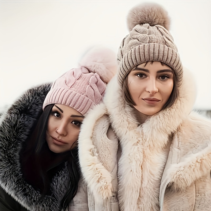 winter knitted hat without brim match windproof warm hat Temu